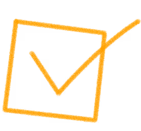 Orangefarbenes Häkchen in einem geneigten orangefarbenen quadratischen Kontrollkästchen.